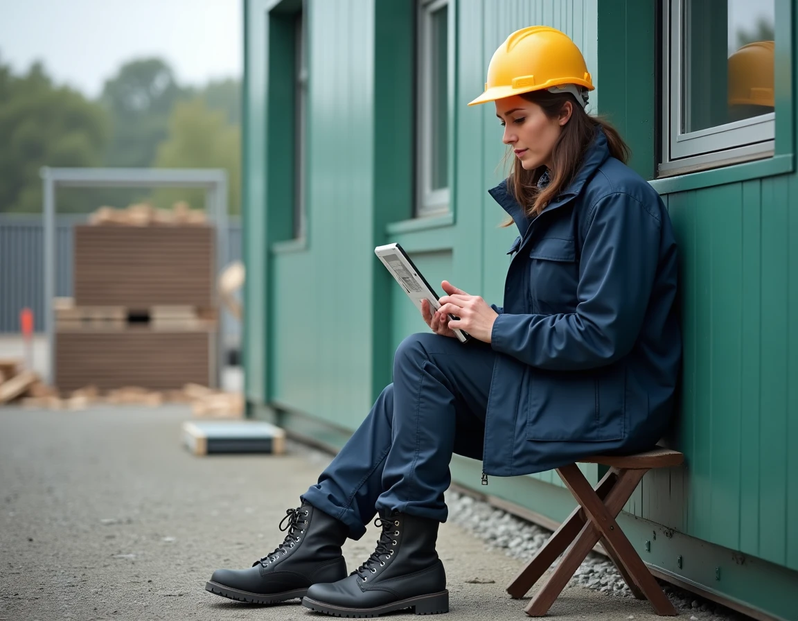 Chef de projet BTP gérant des dossiers sur tablette en extérieur sur chantier