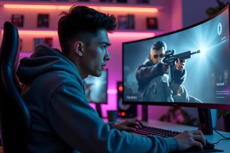 Joueur frustré face à un code d'erreur sur Call of Duty devant son setup gaming